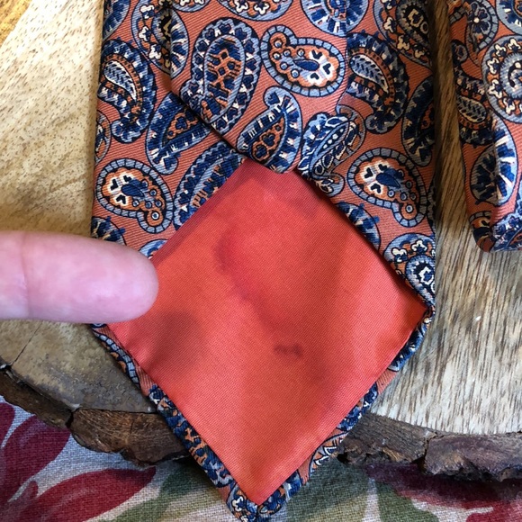 Vtg RIVETZ of BOSTON Mens Silk Paisley Tie Hand Block Printed in England Preppy - Picture 14 of 14